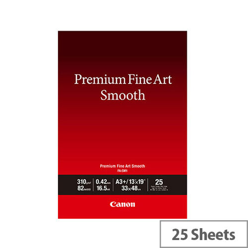 Canon Premium Fine Art Smooth A3 Plus Paper 25 Pack 1711C004 Canon Premium Fine Art Smooth A3 Plus Paper 25 Pack 1711C004
