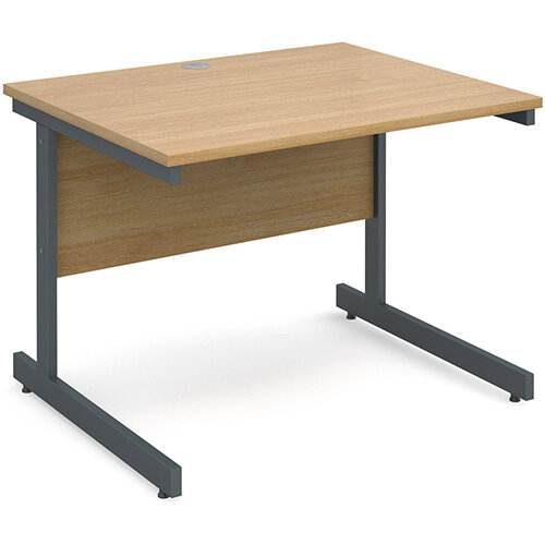Contract 25 straight desk 1000mm x 800mm - graphite cantilever frame, oak top Contract 25 straight desk 1000mm x 800mm - graphite cantilever frame, oak top