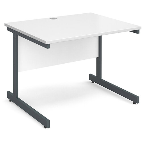 Contract 25 straight desk 1000mm x 800mm - graphite cantilever frame, white top Contract 25 straight desk 1000mm x 800mm - graphite cantilever frame, white top