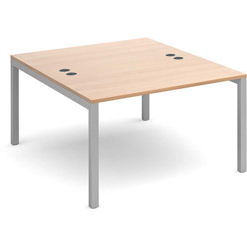 Connex back to back desks 1200mm x 1600mm - silver frame, beech top