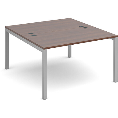 Connex back to back desks 1200mm x 1600mm - silver frame, walnut top Connex back to back desks 1200mm x 1600mm - silver frame, walnut top