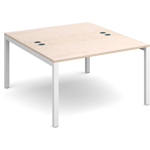 Connex back to back desks 1200mm x 1600mm - white frame, maple top Connex back to back desks 1200mm x 1600mm - white frame, maple top