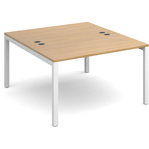 Connex back to back desks 1200mm x 1600mm - white frame, oak top