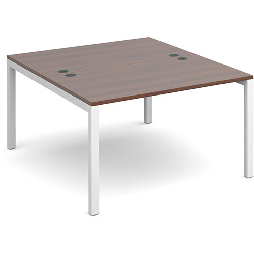 Connex back to back desks 1200mm x 1600mm - white frame, walnut top