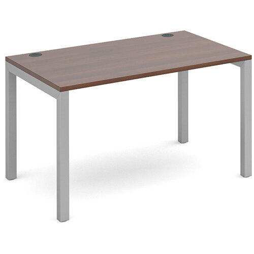 Connex single desk 1200mm x 800mm - silver frame, walnut top