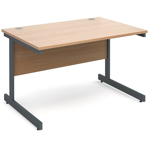 Contract 25 straight desk 1200mm x 800mm - graphite cantilever frame, beech top