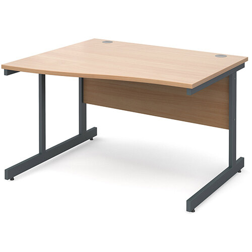 Contract 25 left hand wave desk 1200mm - graphite cantilever frame, beech top Contract 25 left hand wave desk 1200mm - graphite cantilever frame, beech top