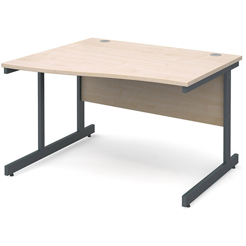 Contract 25 left hand wave desk 1200mm - graphite cantilever frame, maple top Contract 25 left hand wave desk 1200mm - graphite cantilever frame, maple top