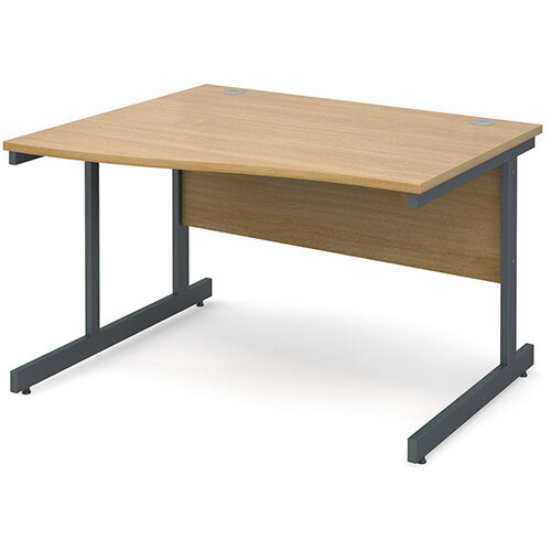Contract 25 left hand wave desk 1200mm - graphite cantilever frame, oak top Contract 25 left hand wave desk 1200mm - graphite cantilever frame, oak top