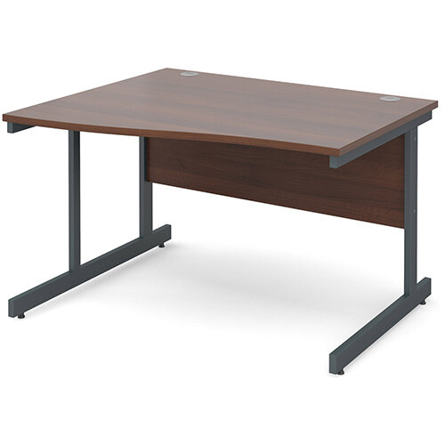 Contract 25 left hand wave desk 1200mm - graphite cantilever frame, walnut top Contract 25 left hand wave desk 1200mm - graphite cantilever frame, walnut top