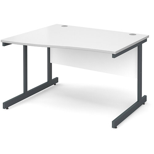 Contract 25 left hand wave desk 1200mm - graphite cantilever frame, white top Contract 25 left hand wave desk 1200mm - graphite cantilever frame, white top