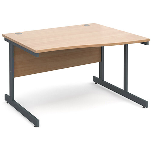 Contract 25 right hand wave desk 1200mm - graphite cantilever frame, beech top Contract 25 right hand wave desk 1200mm - graphite cantilever frame, beech top
