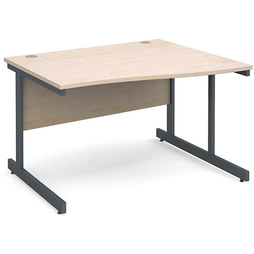 Contract 25 right hand wave desk 1200mm - graphite cantilever frame, maple top Contract 25 right hand wave desk 1200mm - graphite cantilever frame, maple top