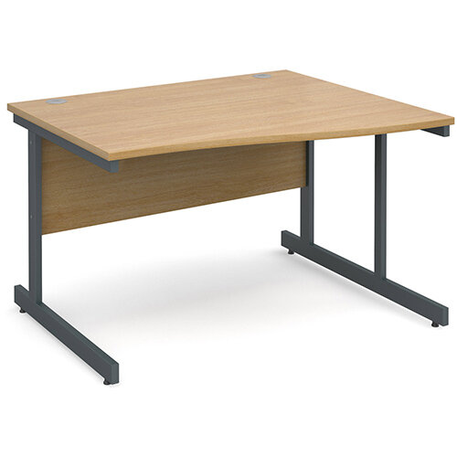 Contract 25 right hand wave desk 1200mm - graphite cantilever frame, oak top Contract 25 right hand wave desk 1200mm - graphite cantilever frame, oak top