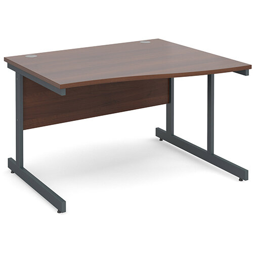 Contract 25 right hand wave desk 1200mm - graphite cantilever frame, walnut top Contract 25 right hand wave desk 1200mm - graphite cantilever frame, walnut top