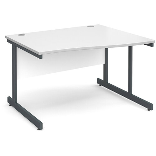 Contract 25 right hand wave desk 1200mm - graphite cantilever frame, white top Contract 25 right hand wave desk 1200mm - graphite cantilever frame, white top