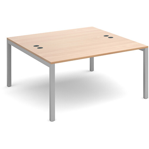 Connex back to back desks 1400mm x 1600mm - silver frame, beech top