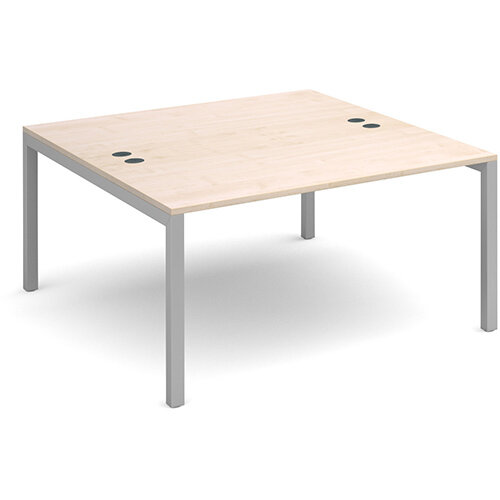 Connex back to back desks 1400mm x 1600mm - silver frame, maple top Connex back to back desks 1400mm x 1600mm - silver frame, maple top