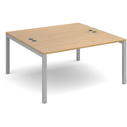 Connex back to back desks 1400mm x 1600mm - silver frame, oak top