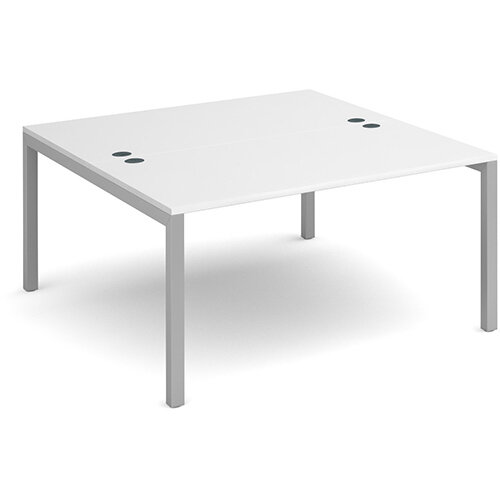 Connex back to back desks 1400mm x 1600mm - silver frame, white top