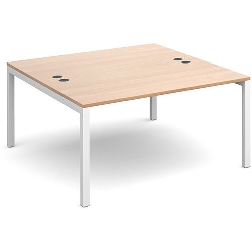 Connex back to back desks 1400mm x 1600mm - white frame, beech top Connex back to back desks 1400mm x 1600mm - white frame, beech top