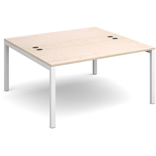 Connex back to back desks 1400mm x 1600mm - white frame, maple top Connex back to back desks 1400mm x 1600mm - white frame, maple top