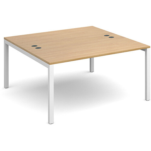 Connex back to back desks 1400mm x 1600mm - white frame, oak top Connex back to back desks 1400mm x 1600mm - white frame, oak top