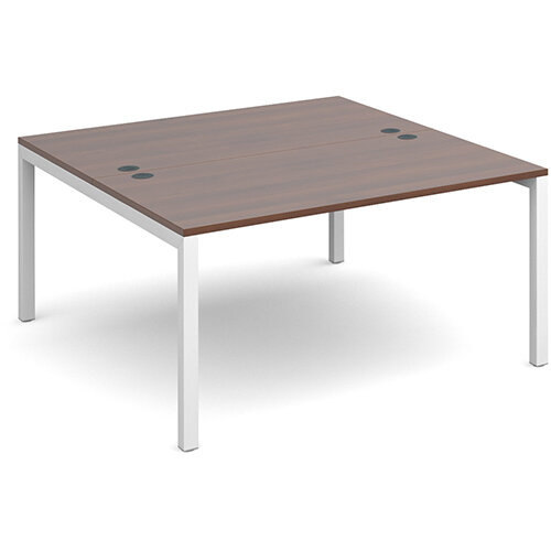 Connex back to back desks 1400mm x 1600mm - white frame, walnut top