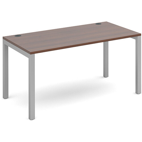 Connex single desk 1400mm x 800mm - silver frame, walnut top