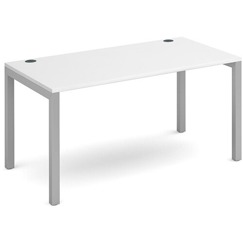 Connex single desk 1400mm x 800mm - silver frame, white top