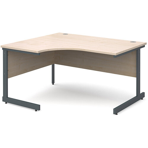 Contract 25 left hand ergonomic desk 1400mm - graphite cantilever frame, maple top Contract 25 left hand ergonomic desk 1400mm - graphite cantilever frame, maple top