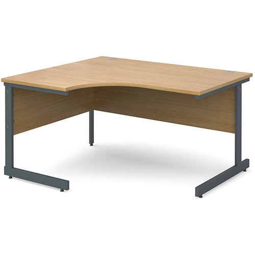 Contract 25 left hand ergonomic desk 1400mm - graphite cantilever frame, oak top Contract 25 left hand ergonomic desk 1400mm - graphite cantilever frame, oak top