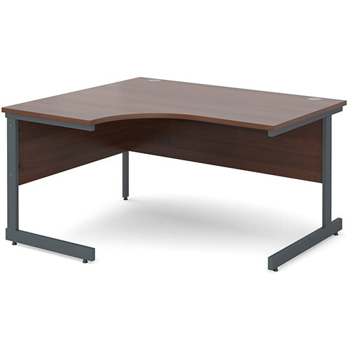 Contract 25 left hand ergonomic desk 1400mm - graphite cantilever frame, walnut top Contract 25 left hand ergonomic desk 1400mm - graphite cantilever frame, walnut top