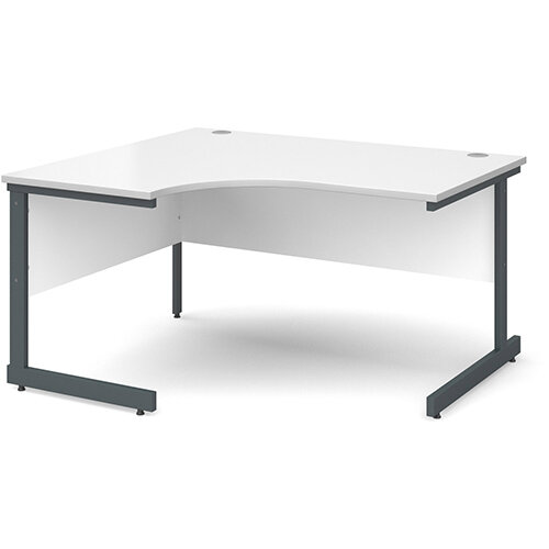 Contract 25 Left Hand Ergonomic Office Desk W1400xD1200xH725mm Graphite Cantilever Frame & White Desktop