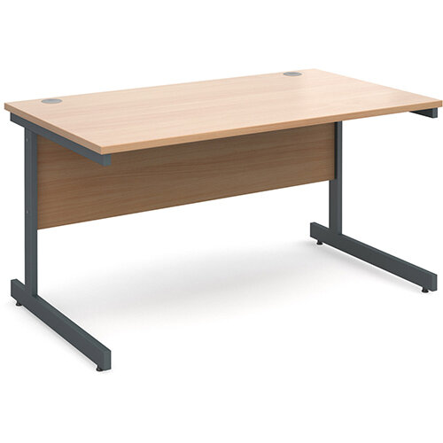 Contract 25 straight desk 1400mm x 800mm - graphite cantilever frame, beech top Contract 25 straight desk 1400mm x 800mm - graphite cantilever frame, beech top