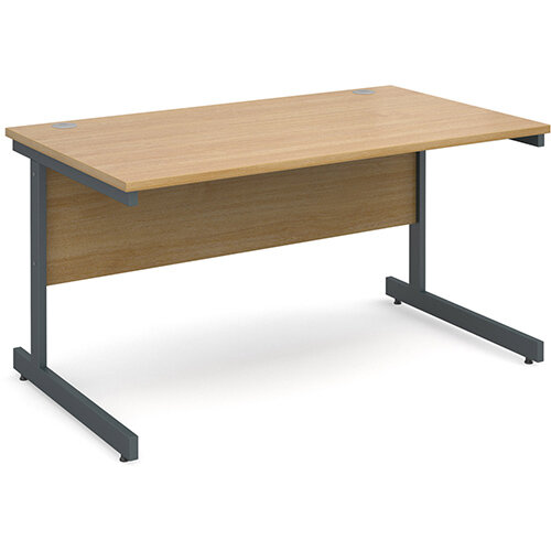 Contract 25 straight desk 1400mm x 800mm - graphite cantilever frame, oak top Contract 25 straight desk 1400mm x 800mm - graphite cantilever frame, oak top