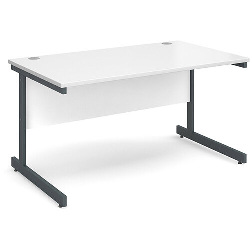 Contract 25 straight desk 1400mm x 800mm - graphite cantilever frame, white top Contract 25 straight desk 1400mm x 800mm - graphite cantilever frame, white top