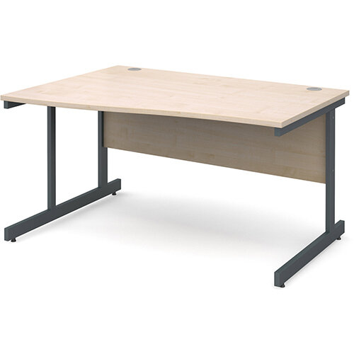 Contract 25 left hand wave desk 1400mm - graphite cantilever frame, maple top Contract 25 left hand wave desk 1400mm - graphite cantilever frame, maple top