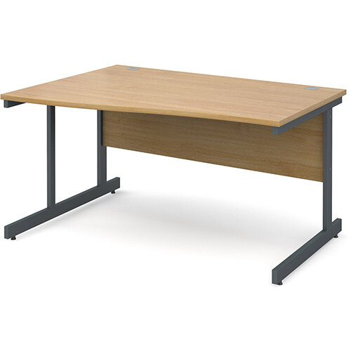 Contract 25 left hand wave desk 1400mm - graphite cantilever frame, oak top Contract 25 left hand wave desk 1400mm - graphite cantilever frame, oak top