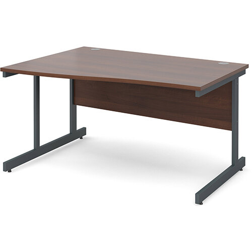 Contract 25 left hand wave desk 1400mm - graphite cantilever frame, walnut top Contract 25 left hand wave desk 1400mm - graphite cantilever frame, walnut top