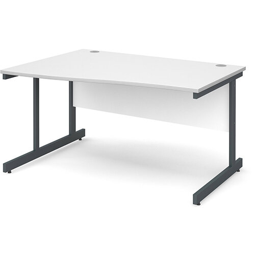 Contract 25 left hand wave desk 1400mm - graphite cantilever frame, white top Contract 25 left hand wave desk 1400mm - graphite cantilever frame, white top