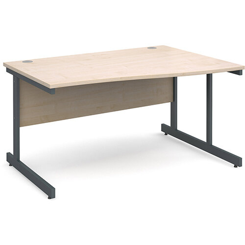 Contract 25 right hand wave desk 1400mm - graphite cantilever frame, maple top Contract 25 right hand wave desk 1400mm - graphite cantilever frame, maple top