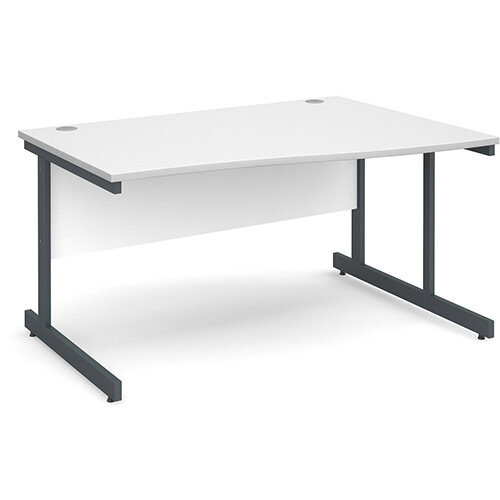 Contract 25 right hand wave desk 1400mm - graphite cantilever frame, white top Contract 25 right hand wave desk 1400mm - graphite cantilever frame, white top