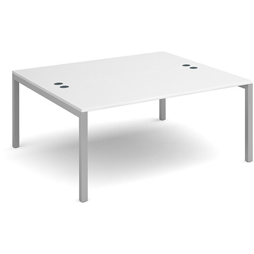 Connex back to back desks 1600mm x 1600mm - silver frame, white top