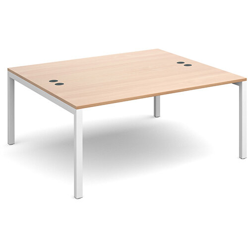 Connex back to back desks 1600mm x 1600mm - white frame, beech top