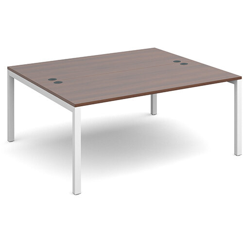 Connex back to back desks 1600mm x 1600mm - white frame, walnut top