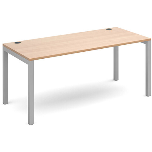 Connex single desk 1600mm x 800mm - silver frame, beech top