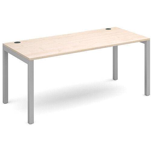 Connex single desk 1600mm x 800mm - silver frame, maple top Connex single desk 1600mm x 800mm - silver frame, maple top