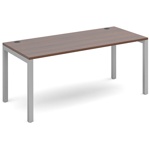 Connex single desk 1600mm x 800mm - silver frame, walnut top