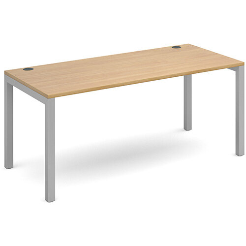 Connex starter unit single 1600mm x 800mm - silver frame, oak top Connex starter unit single 1600mm x 800mm - silver frame, oak top